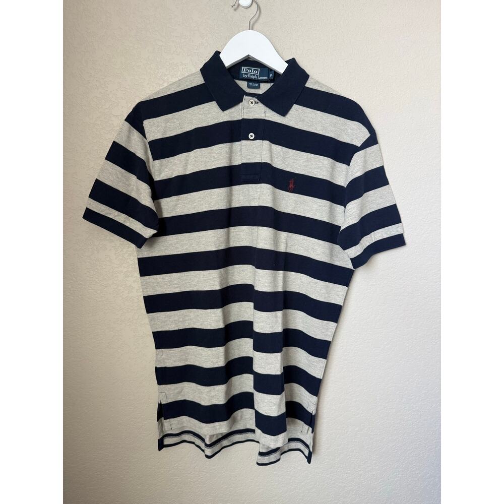 NWT Polo Ralph Lauren Striped Polo Shirt Size Medium Men Preppy Blue Gray - Picture 2 of 8